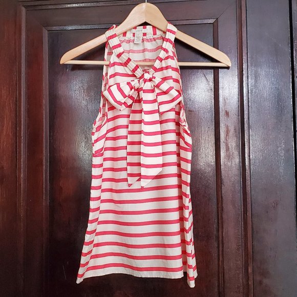 J. Crew sleeveless striped silk blouse with bow - Picture 2 of 5